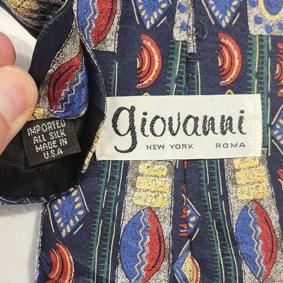 Giovanni Colorful Mixed Pattern Silk Mens Neck Tie Multicolor 58X4 Geometric - Picture 6 of 7